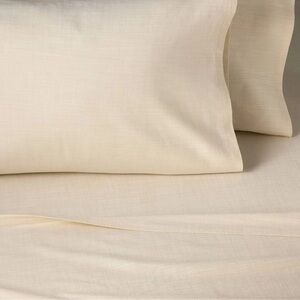 Hearth & Hand Magnolia Woven Linen Lyocell Cotton Sheet - Tan, Cream (Queen)
